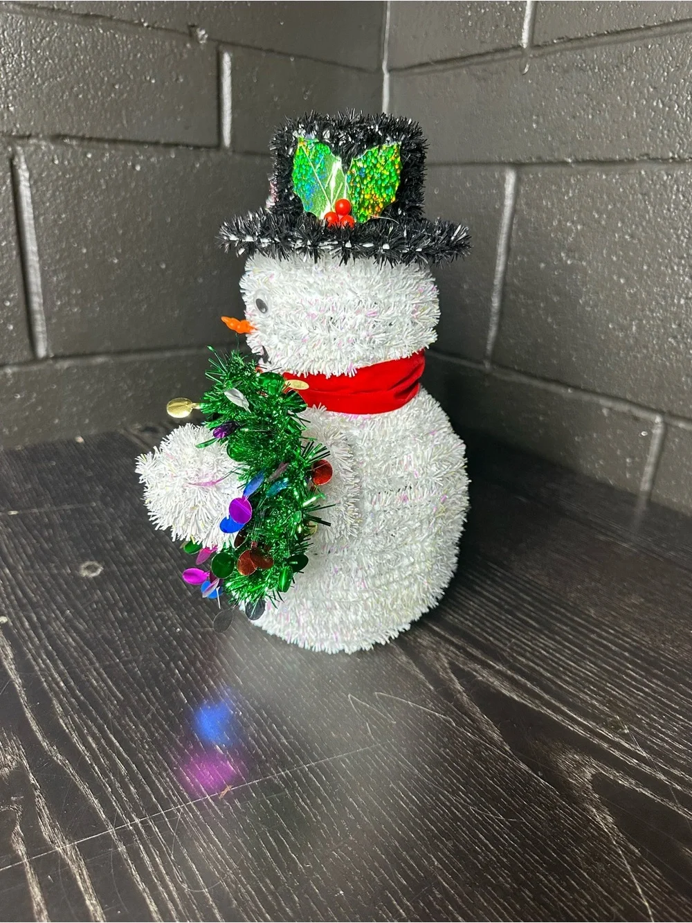 Festive White Snowman Figurine with Red Scarf and Candy Cane - Holiday Decor